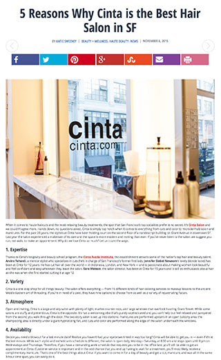 Haute Living-5 Reasons Why Cinta is the Best Hair Salon in SF