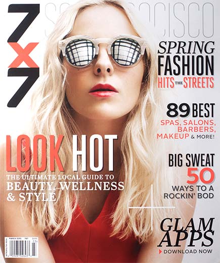 Cover of 2015 7x7 Magazine containing article naming Bhavna Patel as among the best at waxing and threading in San Francisco.