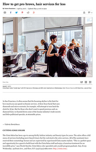 2016 San Francisco Chronicle Article on Discount Hair Services